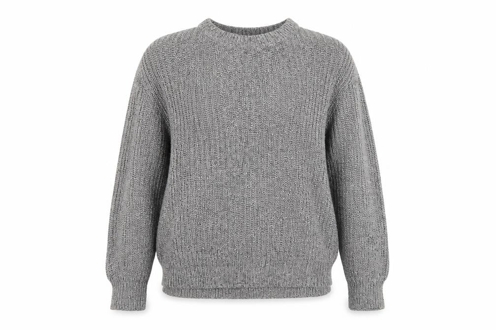 Front view of H&M women’s silver knit jumper, size M, - side zip close