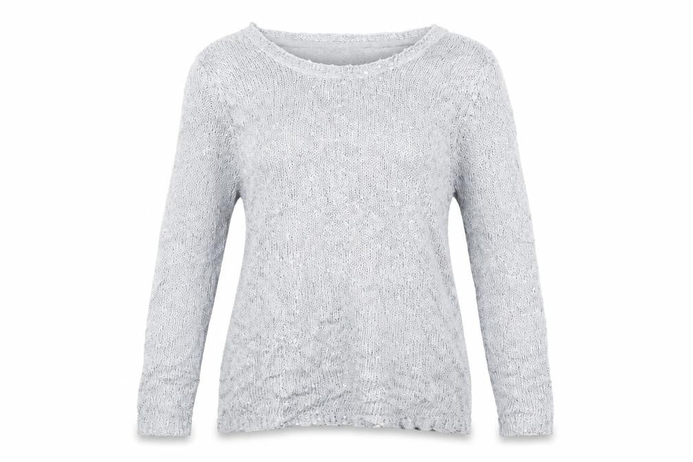 Front view of Jane Norman women’s grey knit jumper, size UK 14