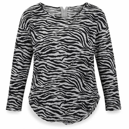 QED London Womens Grey Animal Print  Pullover Sweatshirt Size S