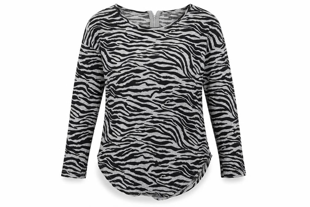 QED London Womens Grey Animal Print  Pullover Sweatshirt Size S