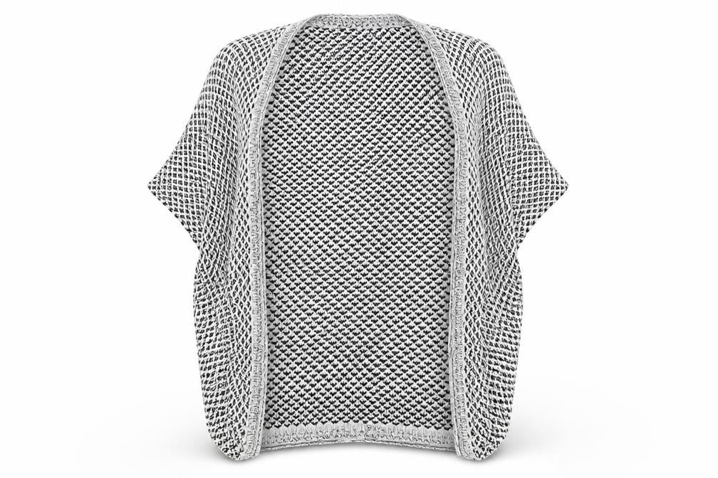 Front view of River Island women’s black geometric cardigan jumper, size UK 12