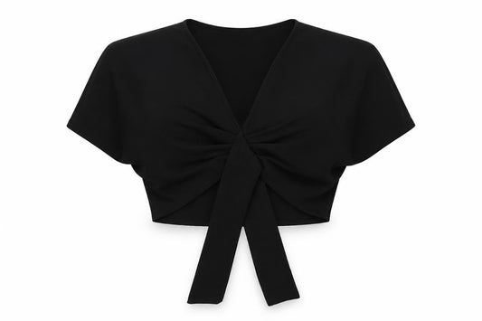 Front view of PRETTYLITTLETHING women’s black basic blouse, size UK 12