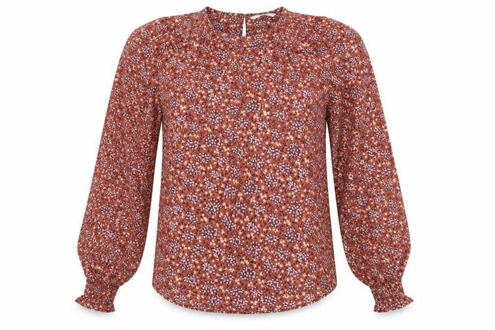 George Womens Orange Floral  Basic Blouse Size 8