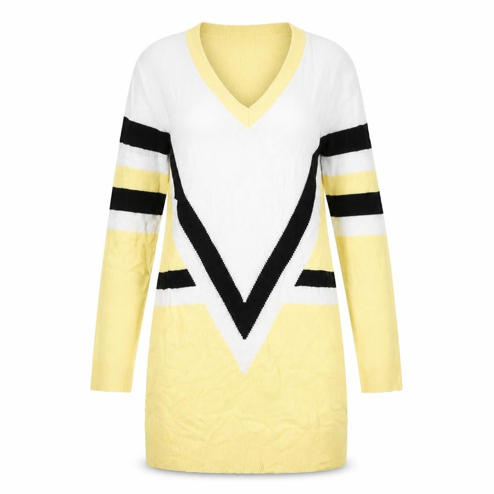 StayHere Womens Yellow Striped  Jumper Dress  Size M