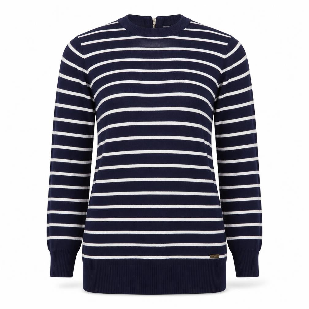 Front view of Mohito women’s blue striped jumper, size S