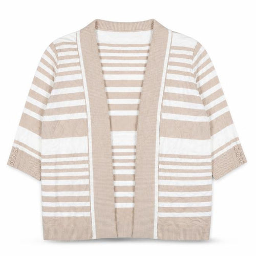 isle Womens Beige Striped  Cardigan Jumper Size 18