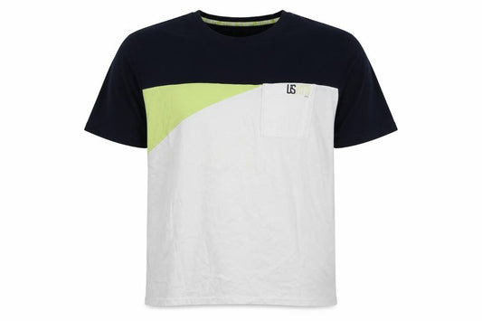 Front view of US Auth men’s white colourblock t-shirt, size L