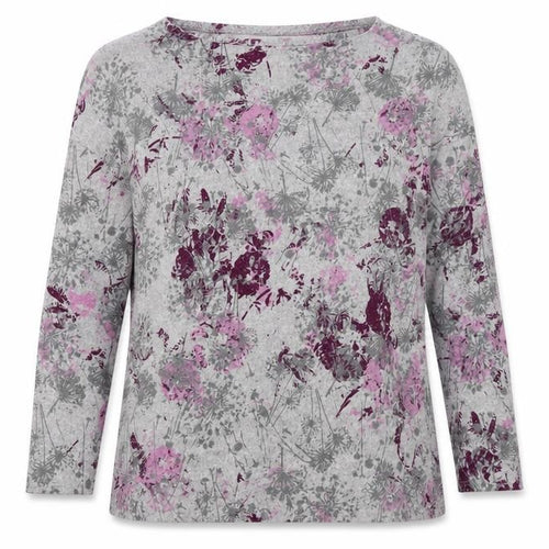 Bonmarché Womens Grey Floral Knit Pullover Jumper Size 10