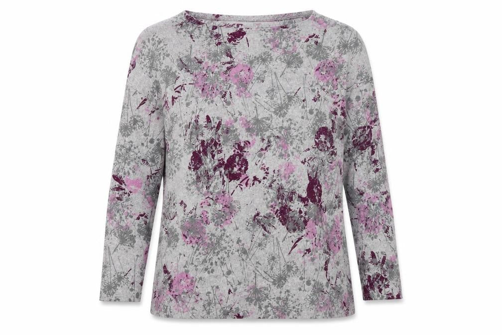 Bonmarché Womens Grey Floral Knit Pullover Jumper Size 10