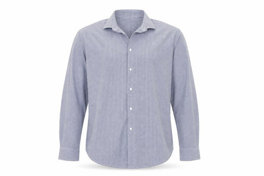 Front view of Primark men’s blue check button-up, size 17.5