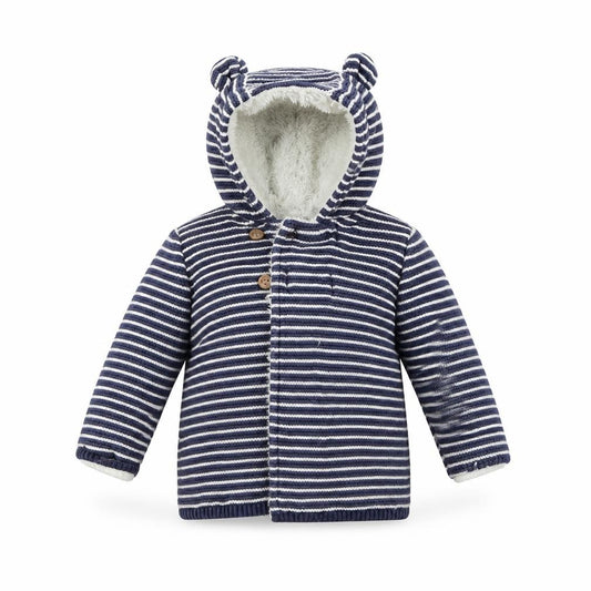 Front view of F&F Baby Blue Striped Jacket, size 9-12, Months