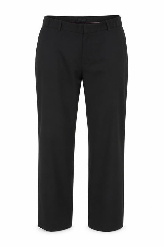 Front view of good souls men’s black trousers, size 38, 28-inch leg