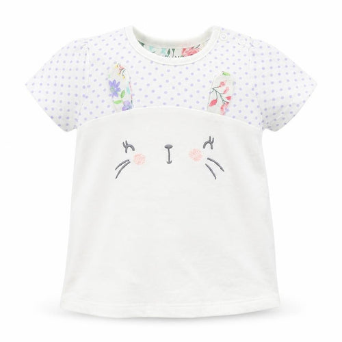 Nutmeg Girls White Polka Dot  Basic T-Shirt Size 6-9 Months  - rabbit