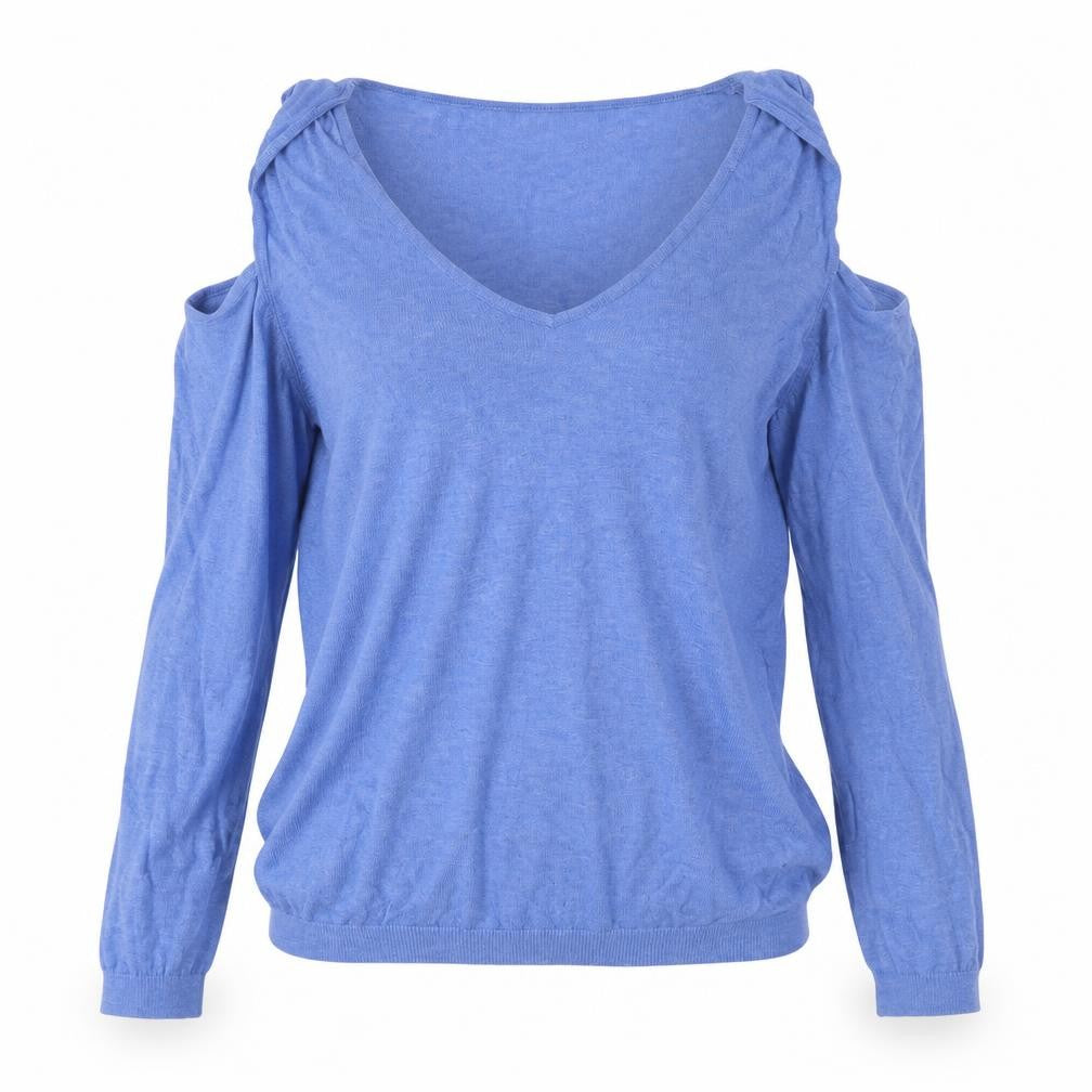 Front view of Mango women’s blue knit jumper, size S