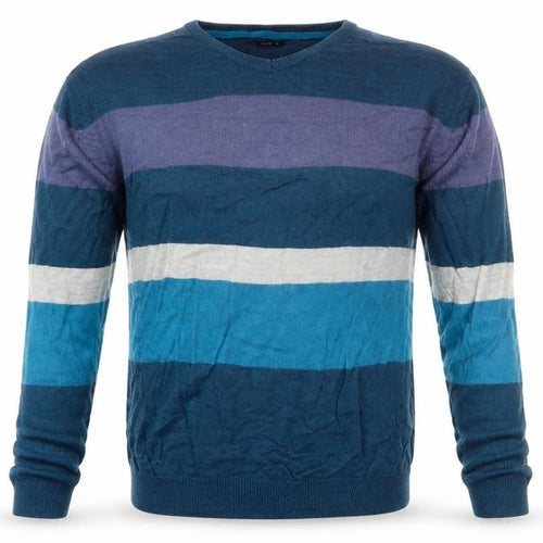 Bling Mens Blue Striped Knit Pullover Jumper Size L