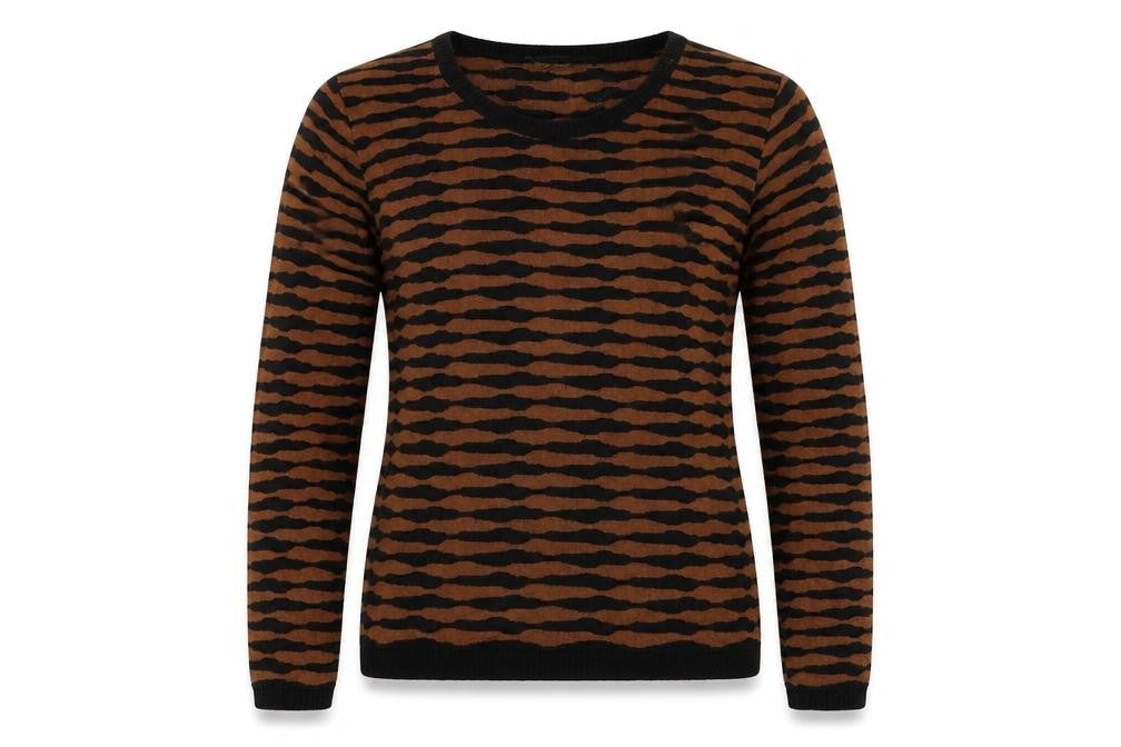 Front view of Supertrash women’s gold striped jumper, size M
