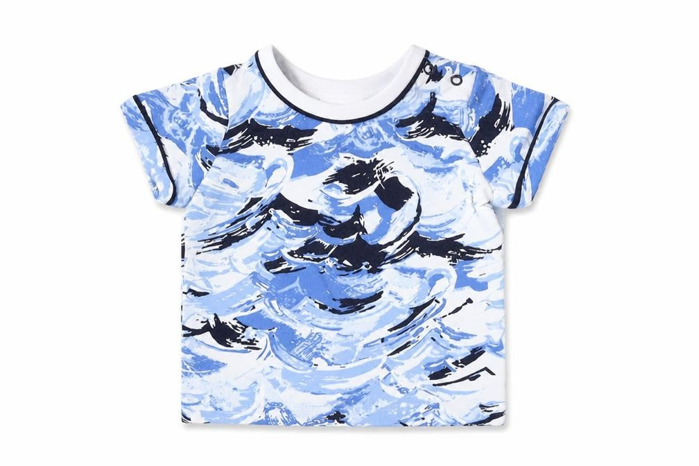Front view of Next boys’ blue basic t-shirt, size 0-3, months