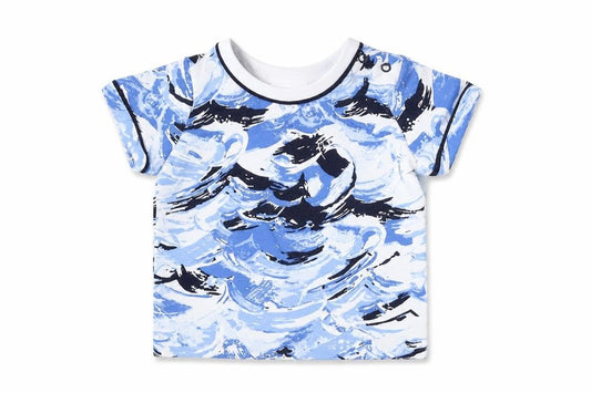 Front view of Next boys’ blue basic t-shirt, size 0-3, months