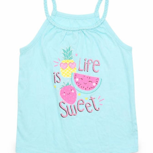 Primark Girls Blue   Camisole Blouse Size 5-6 Years  - Tropical