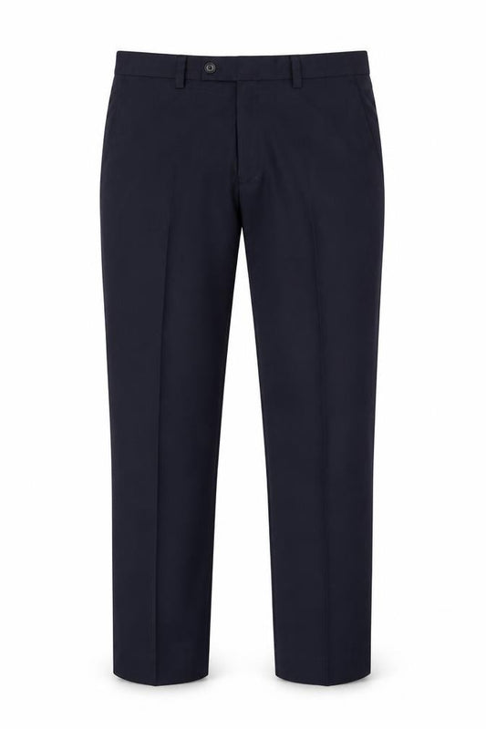 Front view of Next men’s blue carpenter trousers, size 32, in, 26-inch leg