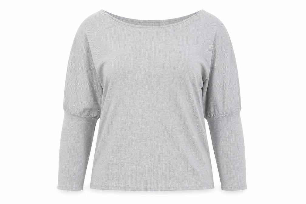 Front view of Preworn women’s grey basic t-shirt, size XL