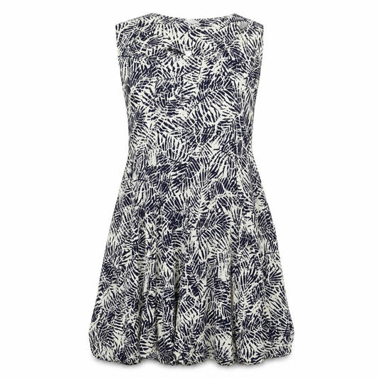Front view of New Look women’s blue a-line, size UK 14, - leaf print