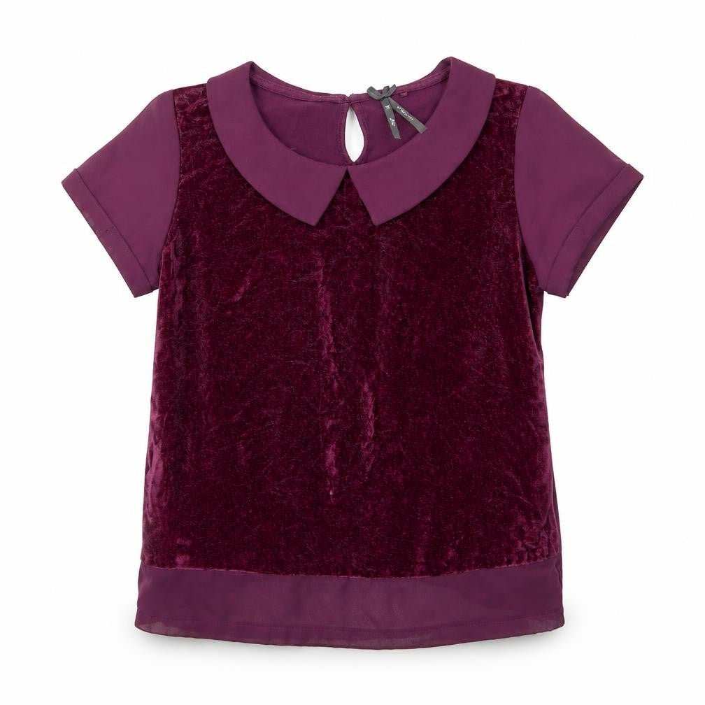 Next Girls Purple  Velour Basic Blouse Size 7 Years