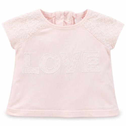 F&F Girls Pink  Jersey Basic T-Shirt Size 3-6 Months  - Love