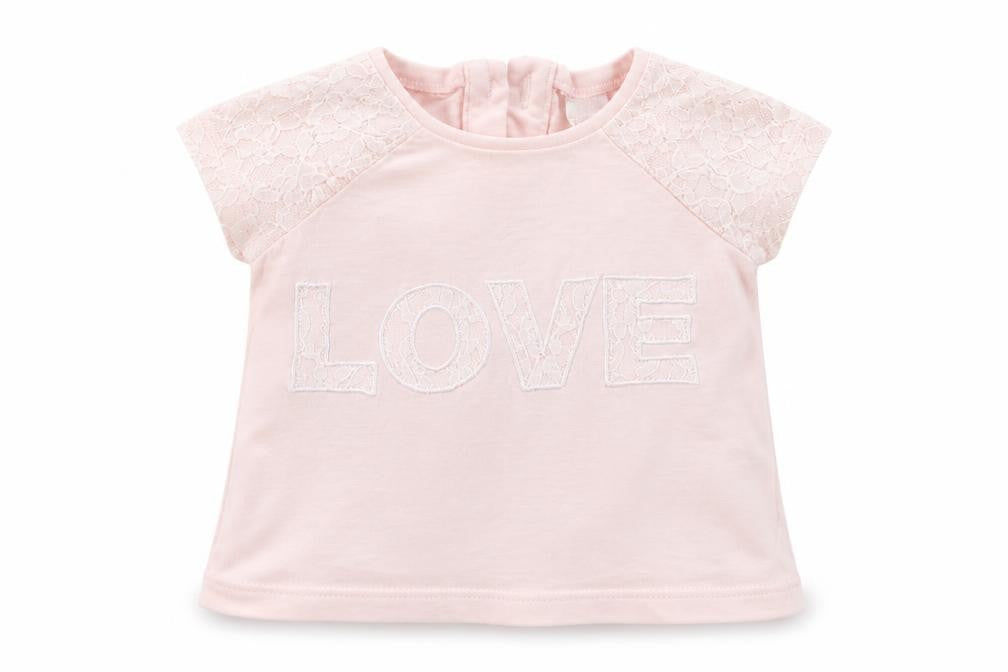 F&F Girls Pink  Jersey Basic T-Shirt Size 3-6 Months  - Love