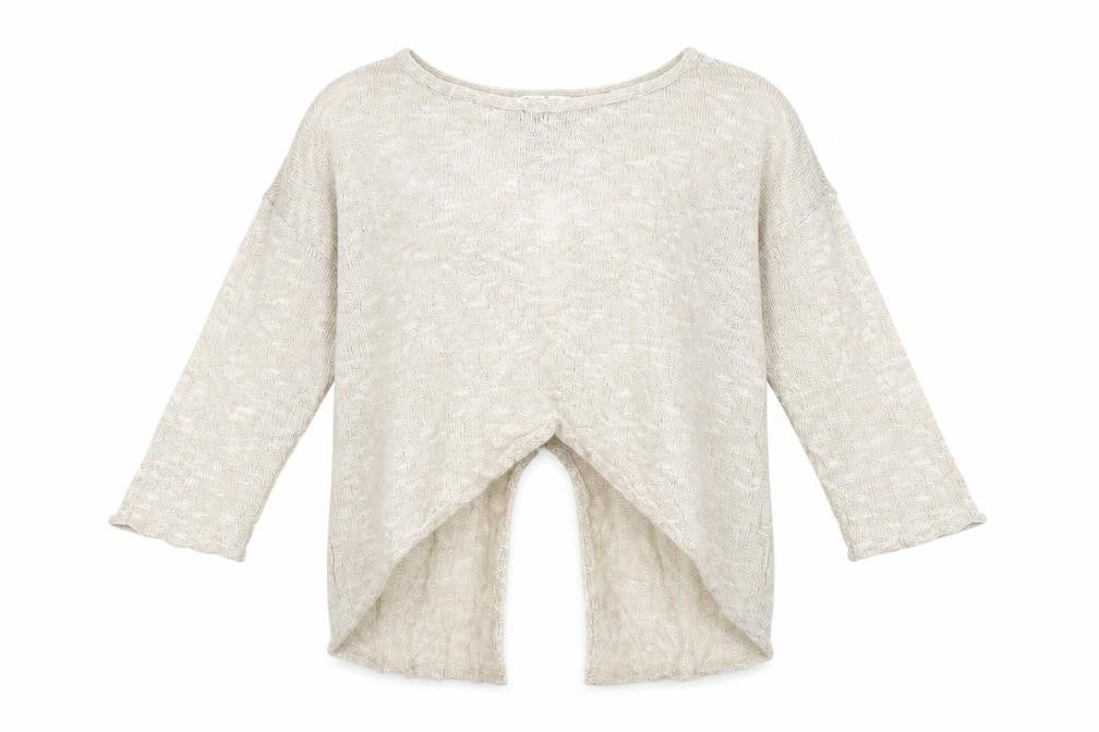 Front view of Miss Selfridge women’s beige jumper, size UK 10