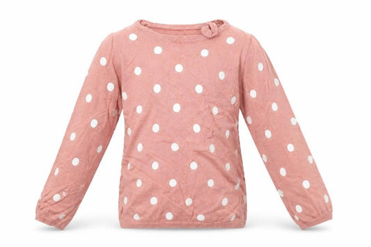 Front view of H&M girls’ pink jumper, size 6-7, years - poka dot