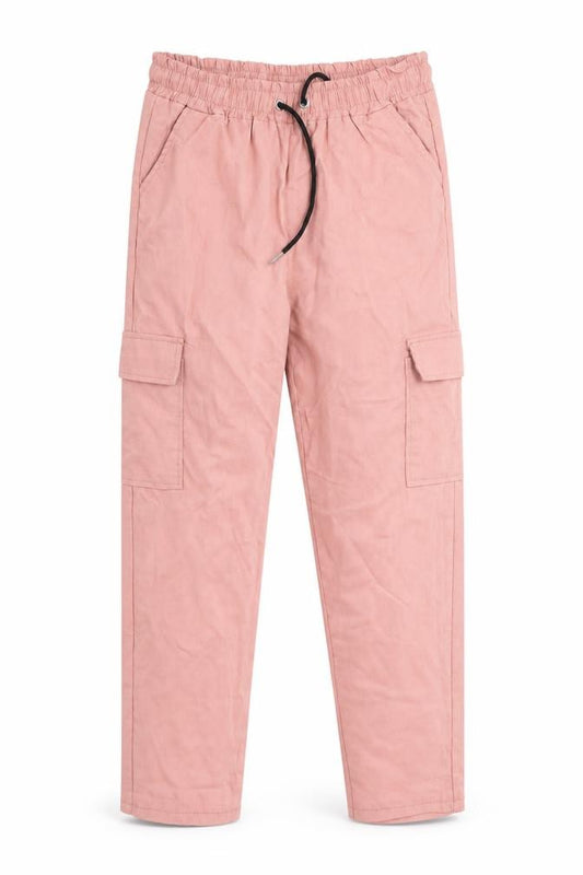 Front view of Preworn girls’ pink jogger trousers, size XL