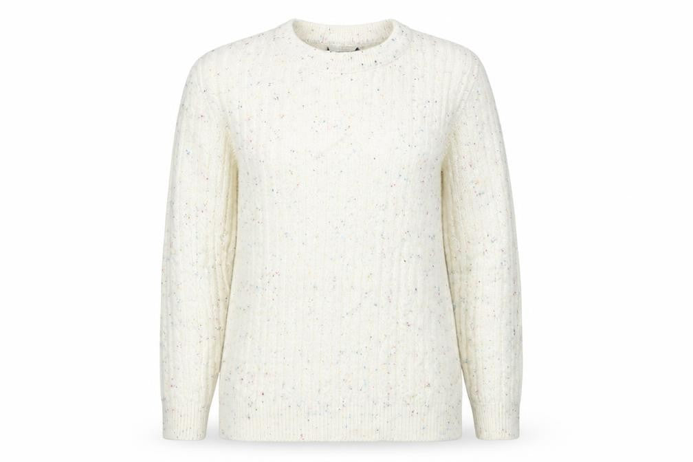 Front view of ME women’s beige knit jumper, size L
