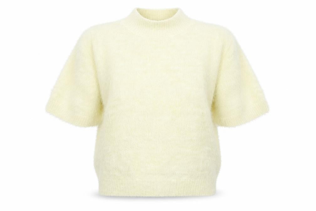 Front view of Atmosphere women’s yellow knit jumper, size UK 8
