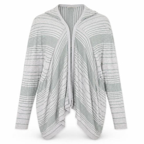 Marks and Spencer Womens Grey Striped Knit Cardigan Jumper Size 14