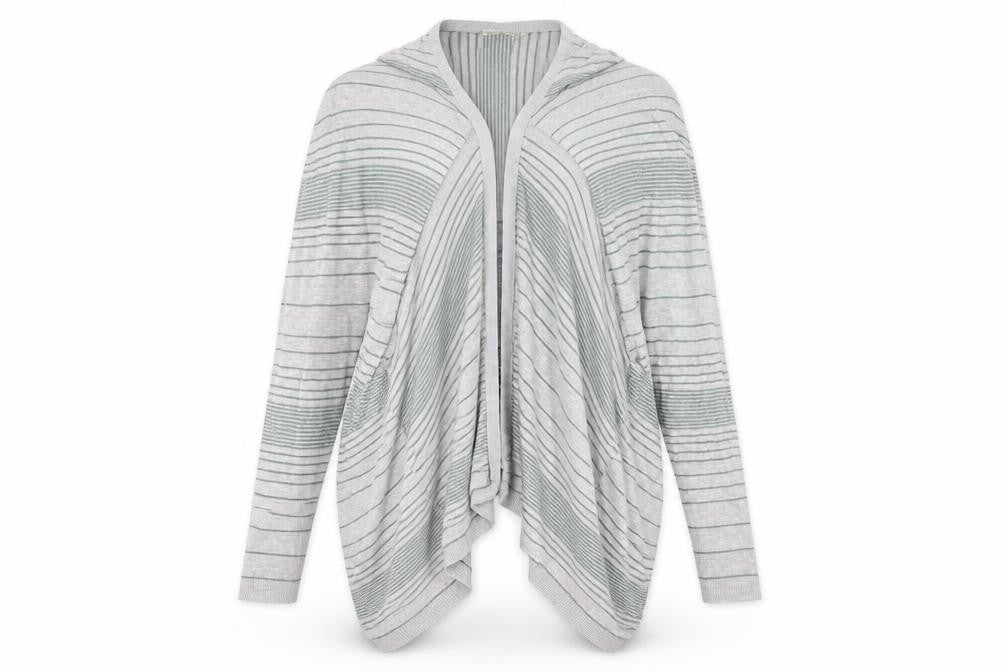 Marks and Spencer Womens Grey Striped Knit Cardigan Jumper Size 14