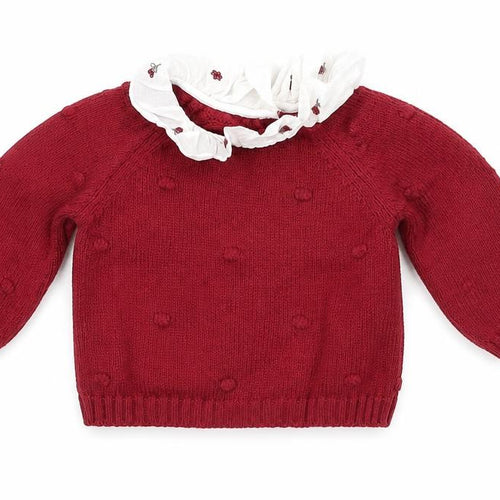 Nutmeg Girls Red  Knit Pullover Jumper Size 0-3 Months