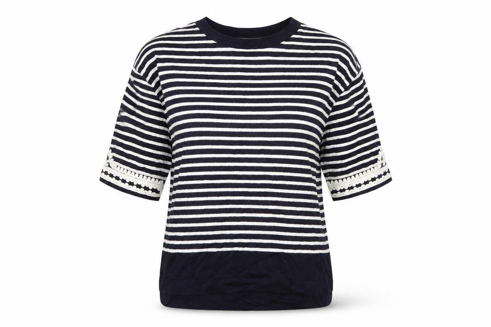 Monsoon Womens Blue Striped Knit Pullover Jumper Size M