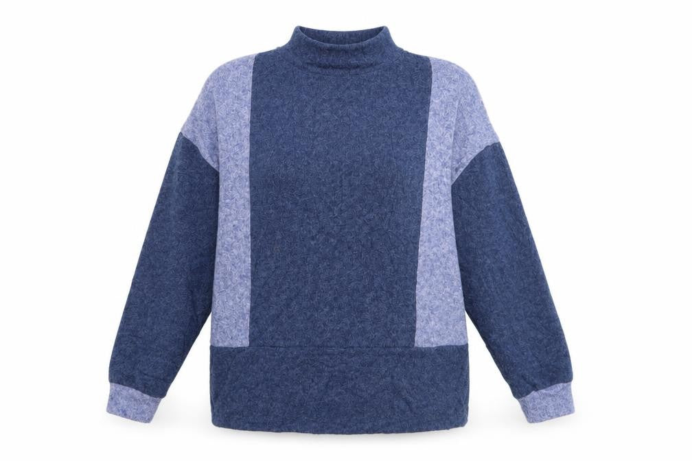Front view of Tu women’s blue striped jumper, size UK 10