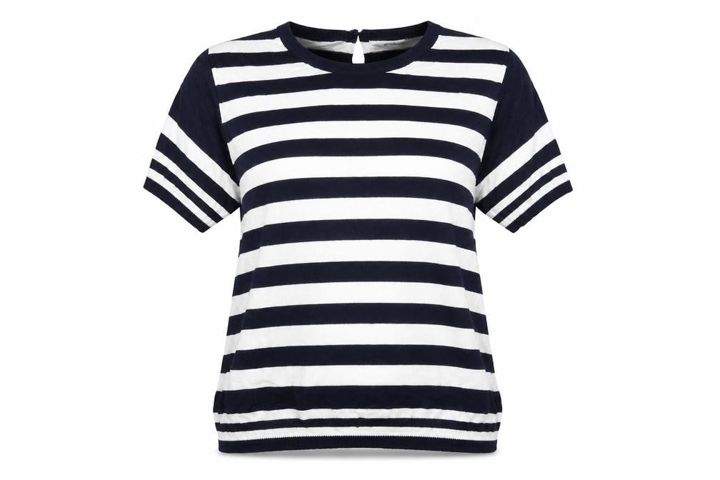 Front view of Zara women’s blue striped jumper, size M