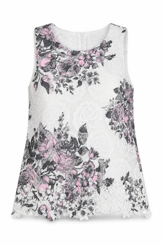Front view of Select women’s multicoloured floral basic tank, size UK 6