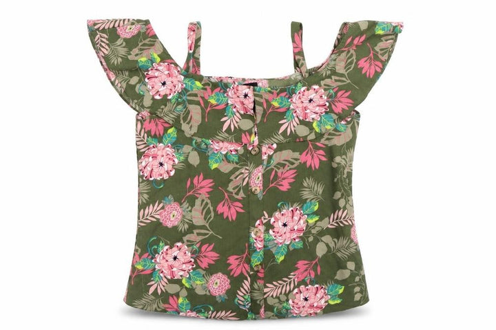 George Womens Green Floral  Basic Blouse Size 8