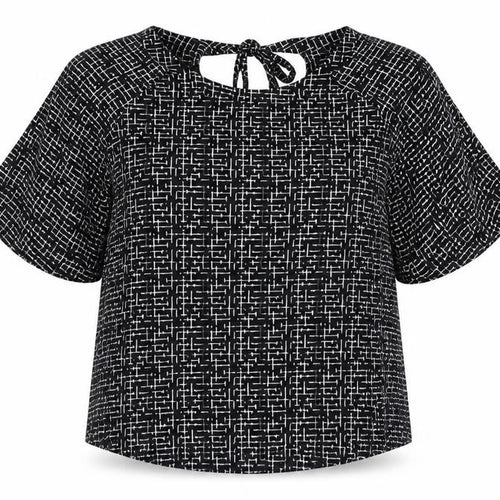 Nutmeg Womens Black Check Chiffon Basic Blouse Size 14