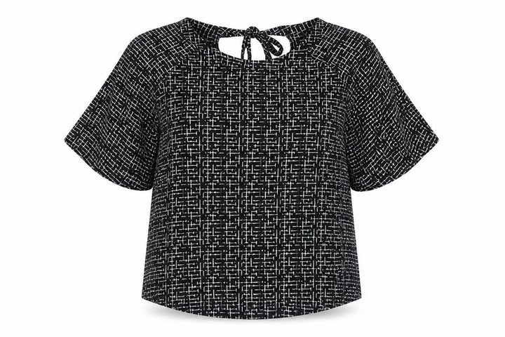 Nutmeg Womens Black Check Chiffon Basic Blouse Size 14