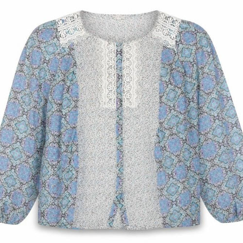 Matalan Womens Blue Geometric Chiffon Basic Blouse Size 12