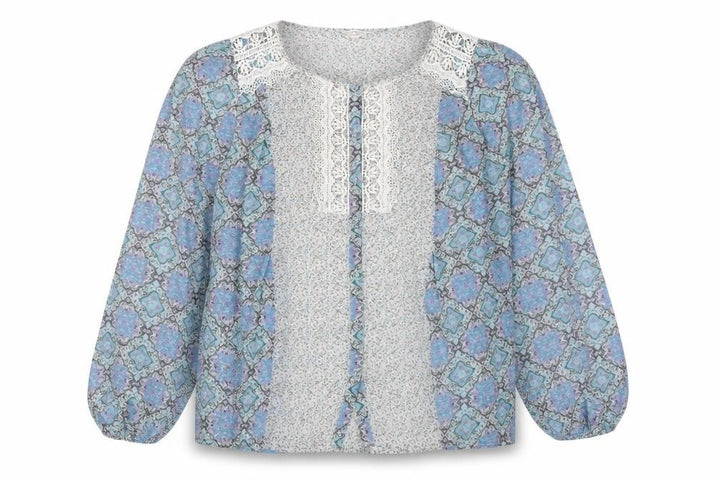 Matalan Womens Blue Geometric Chiffon Basic Blouse Size 12