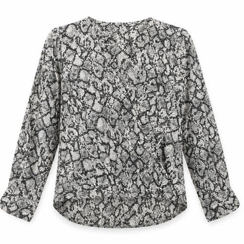 New Look Womens Grey Animal Print Chiffon Wrap Blouse Size 6