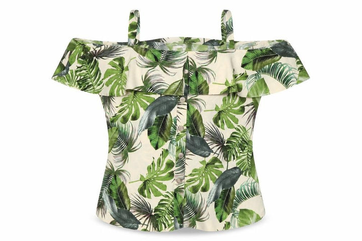 George Womens Green Floral Chiffon Basic Blouse Size 8