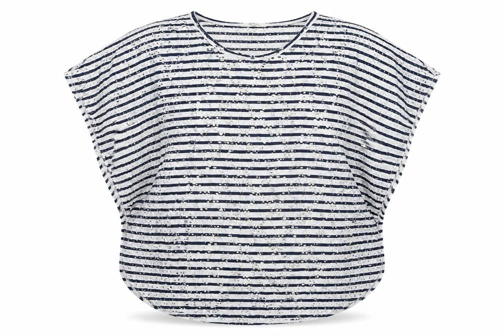 Front view of H&M girls’ white striped basic blouse, size 13-14, years