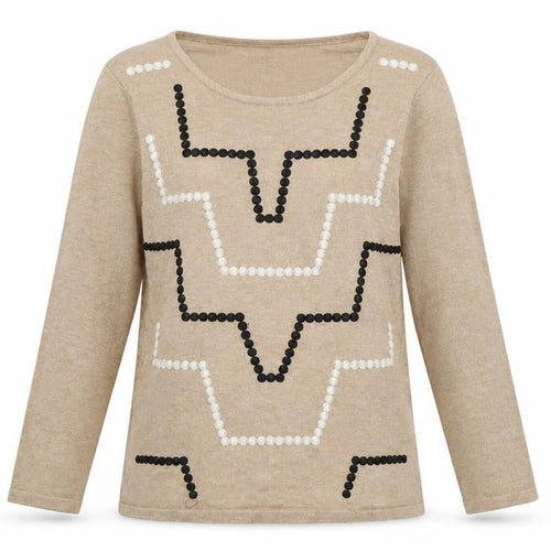 Country Casuals Womens Brown Geometric Knit Pullover Jumper Size S